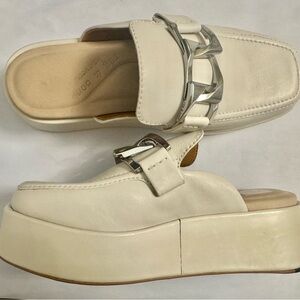 rag & bone Cream Platform Shoes with Silver Chain